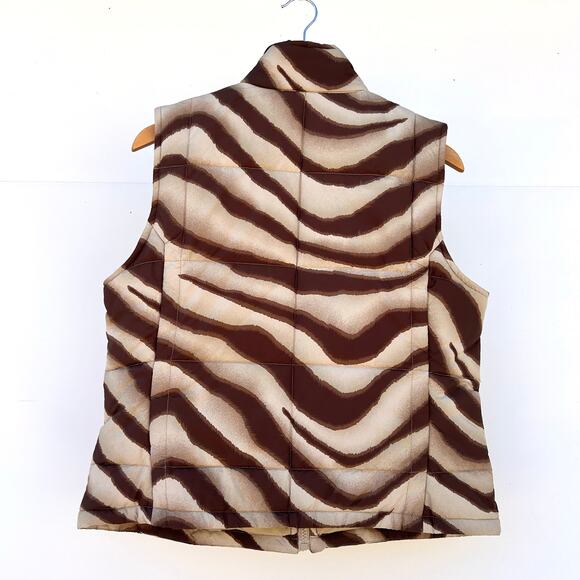 Vintage Ralph Lauren Vest Animal Print Brown Large LRL Striped Puffy Women’s - Picture 3 of 12